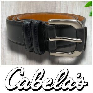 Cabela’s Full Grain Black Leather Security Belt Hidden Zipper Pocket Men's Sz 46